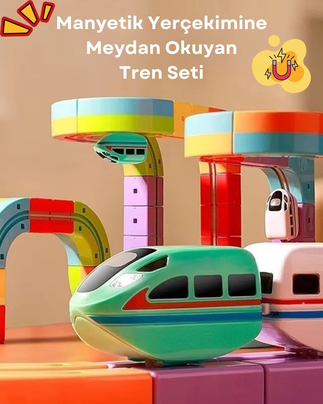 Sihirli Manyetik Tren Parkuru: 360° Hareketli ve Eğitici Zeka Oyun Seti