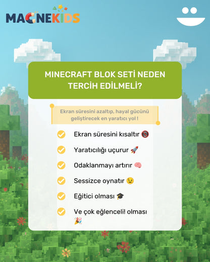 Minecraft Konseptli Manyetik Blok Seti