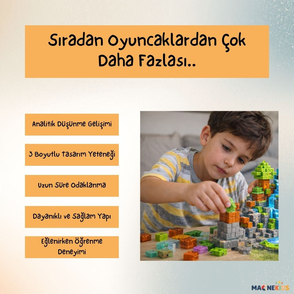 Minecraft Konseptli Manyetik Blok Seti | STEM Eğitici Oyuncak