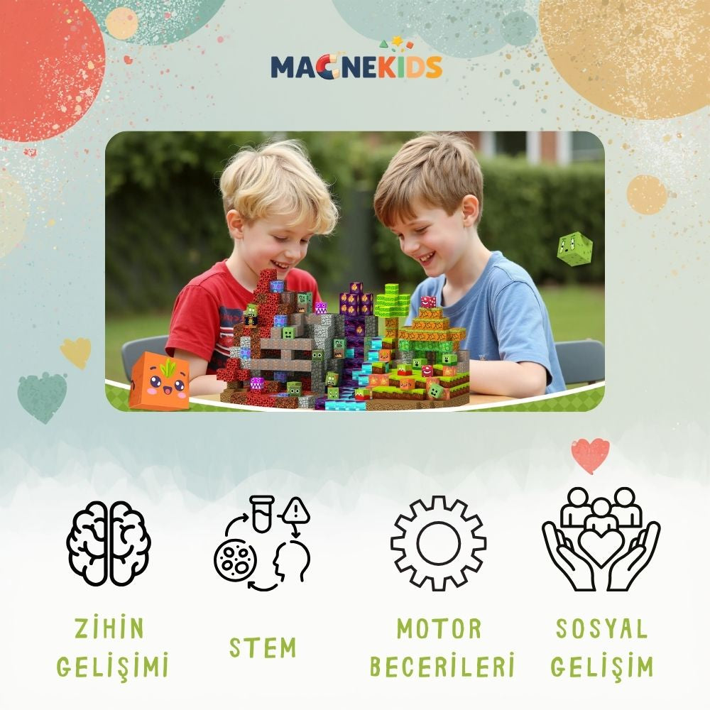 Minecraft Konseptli Manyetik Blok Seti | STEM Eğitici Oyuncak