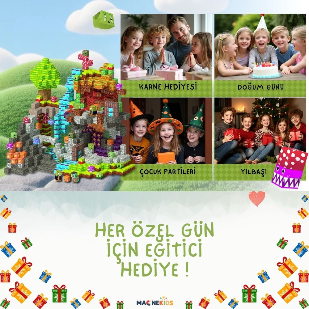 Minecraft Konseptli Manyetik Blok Seti | STEM Eğitici Oyuncak